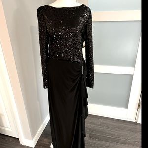 Ralph Lauren Sequin Black Maxi Formal Dress 10